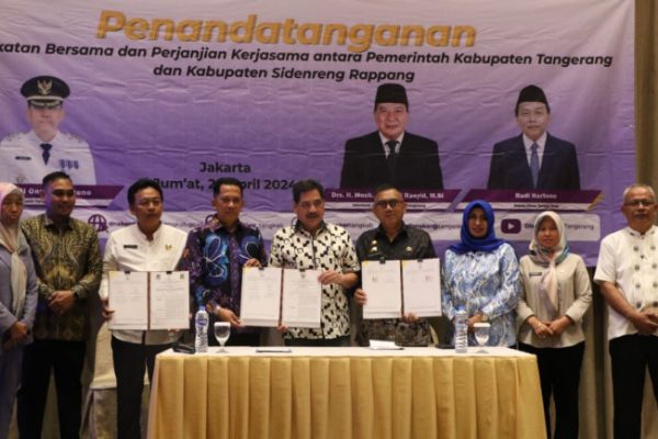 Pj Bupati Tangerang Dan Pj Kabupaten Sidenreng Rappang Tandatangani MOU Kerjasama Antar Daerah