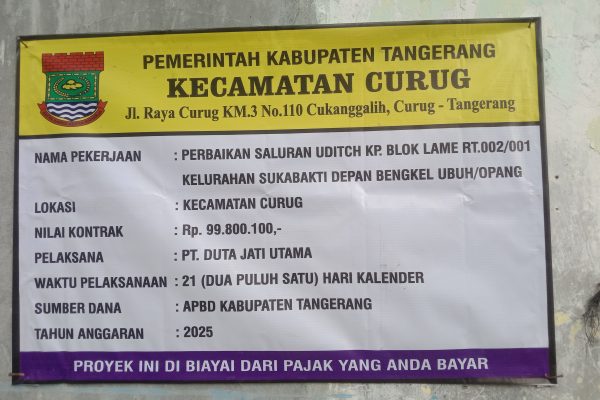 Diduga Minimnya Pengawas Kecamatan Curug, Proyek Drainase Dipasang Asal Jadi