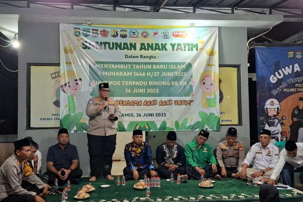Kapolsek Curug Hadiri Santunan Anak Yatim Piatu 1 Muharram 1447 H di Pos Terpadu Binong