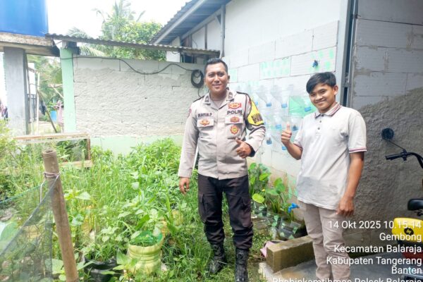 Bhabinkamtibmas Polsek Balaraja Giat Monitoring dan Pendataan Lahan Bayam di Desa Gembong